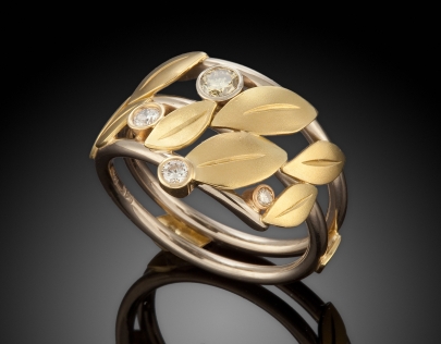 Gold Leaves & Diamond ring